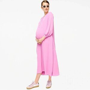 Hatch x J. Crew Chiffon Long Sleeve Midi Pink Dress NWT